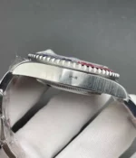 Side profile of the Rolex white gold Pepsi 126719BLRO-0003 watch case with polished finishing.