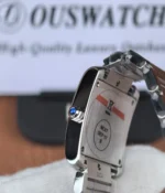 Close-up of the inner bracelet link structure on the Cartier W51008Q3 watch.